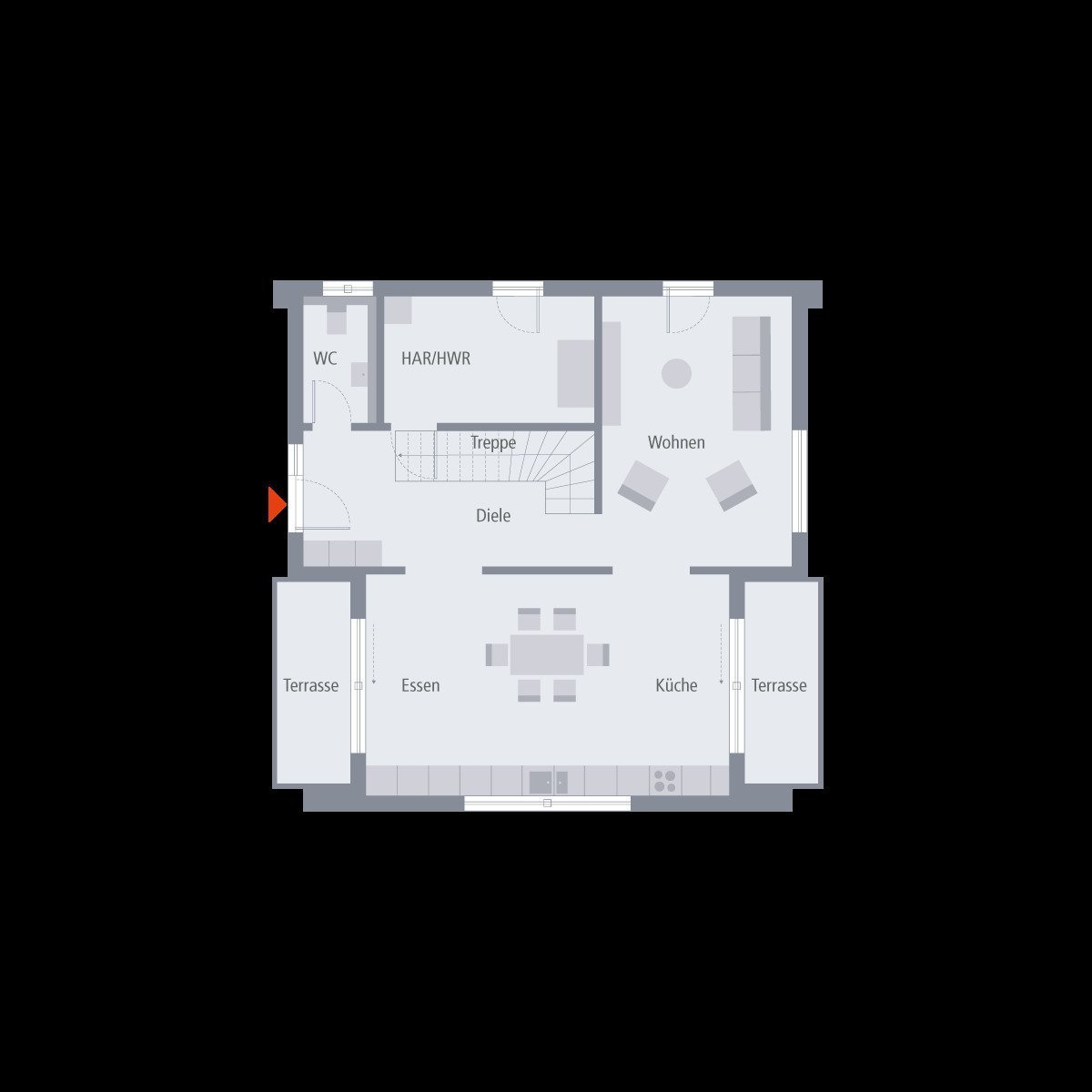 EIN­FA­MI­LI­EN­HAUS MIT MODERNEM DE­SI­GNAN­SPRUCH