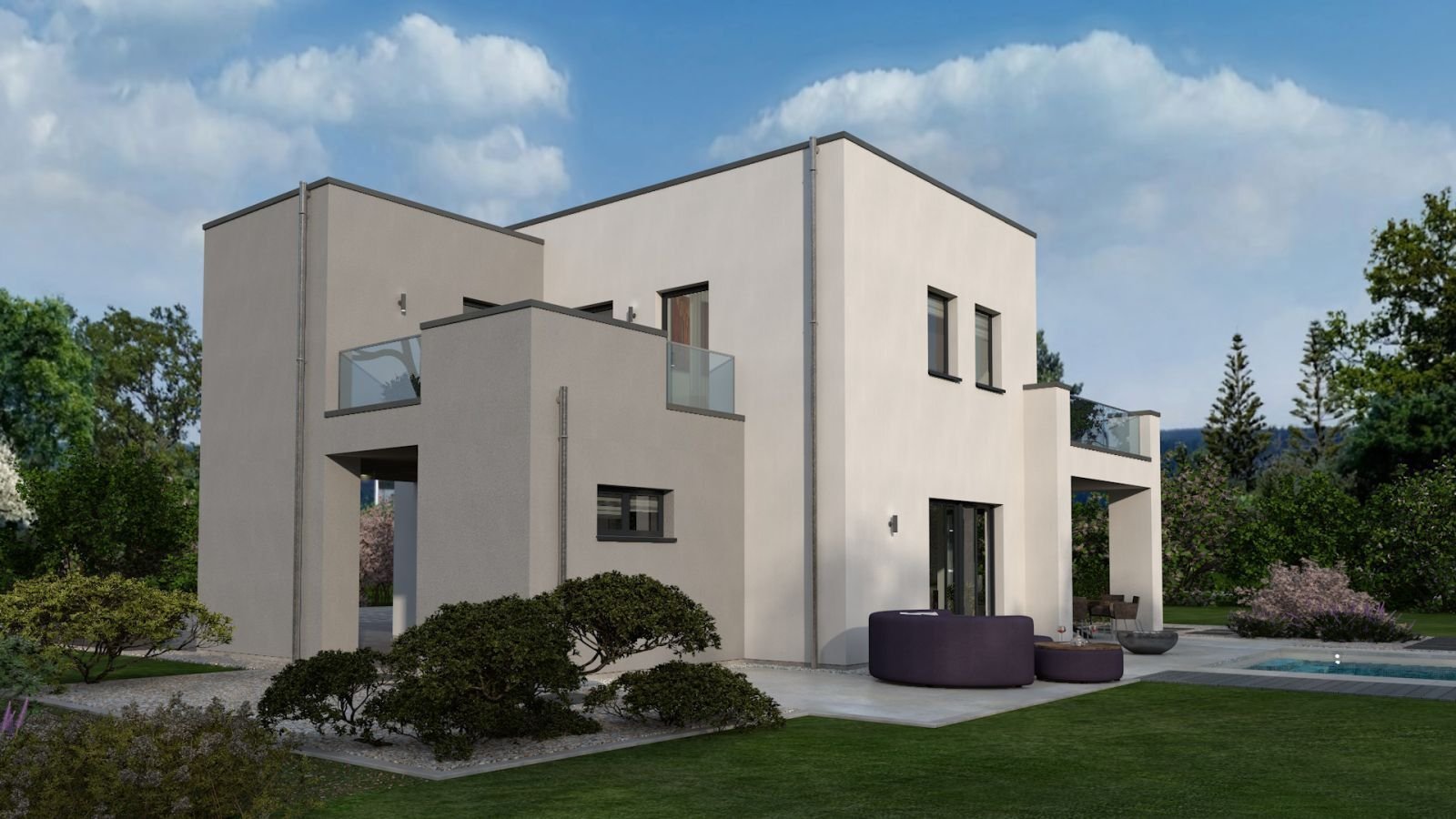 Kubisches Einfamilienhaus im Bauhaus‑Stil inkl. Carport