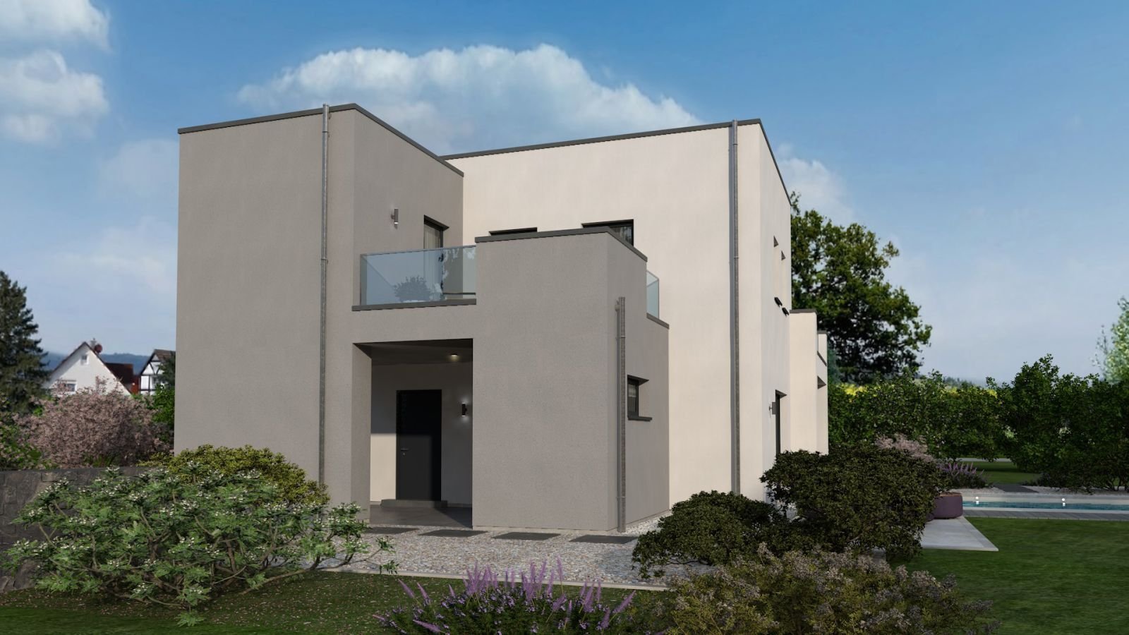 Kubisches Einfamilienhaus im Bauhaus‑Stil inkl. Carport