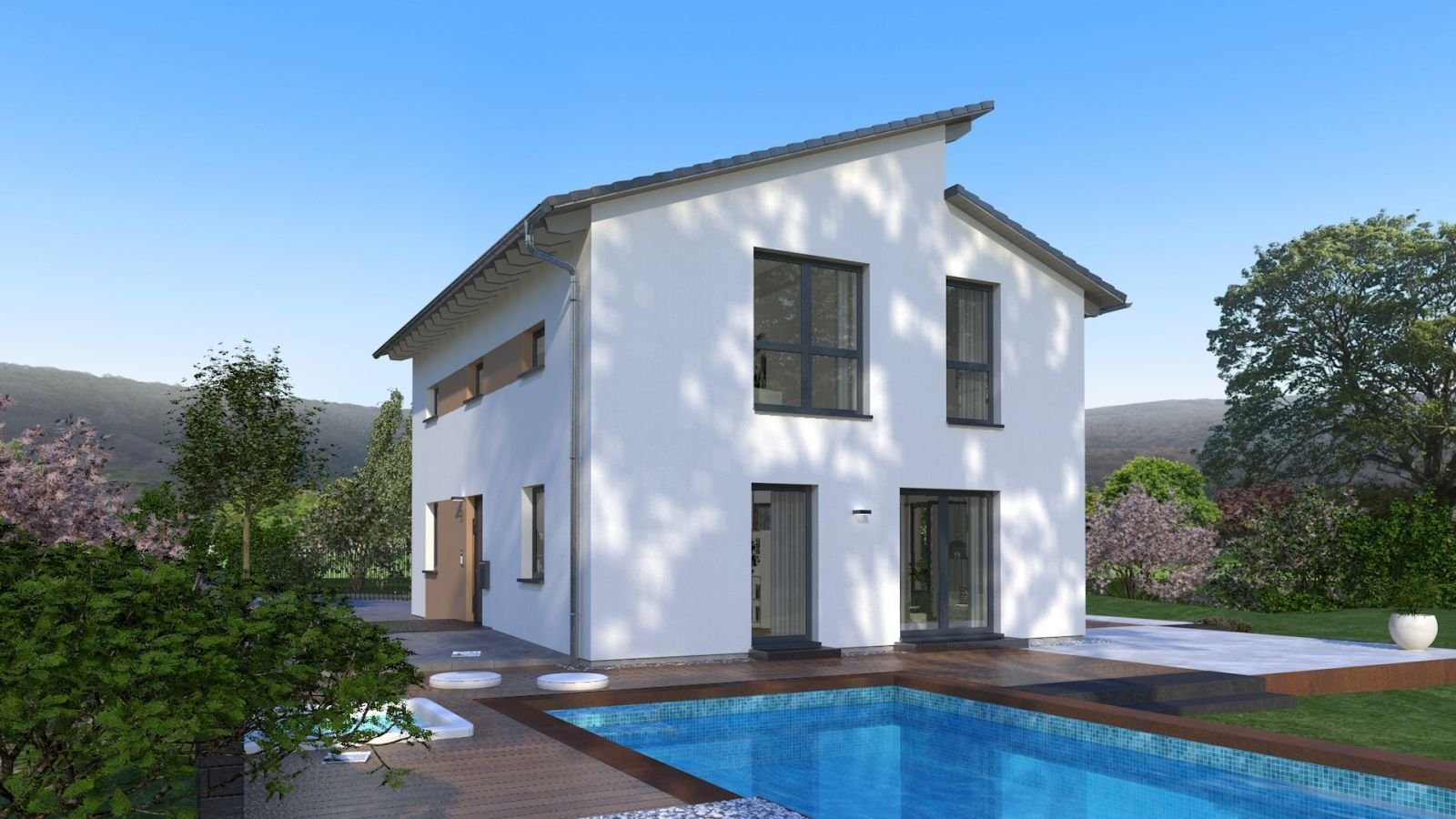 Familenhaus mit versetztem Pultdach - Made by OKAL