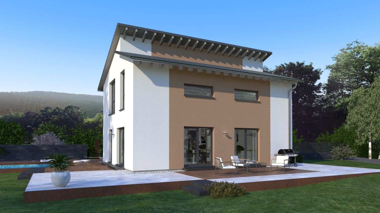 Familenhaus mit versetztem Pultdach - Made by OKAL