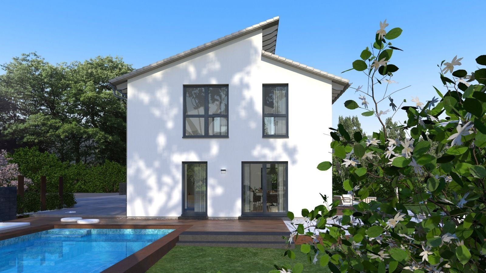 Familenhaus mit versetztem Pultdach - Made by OKAL