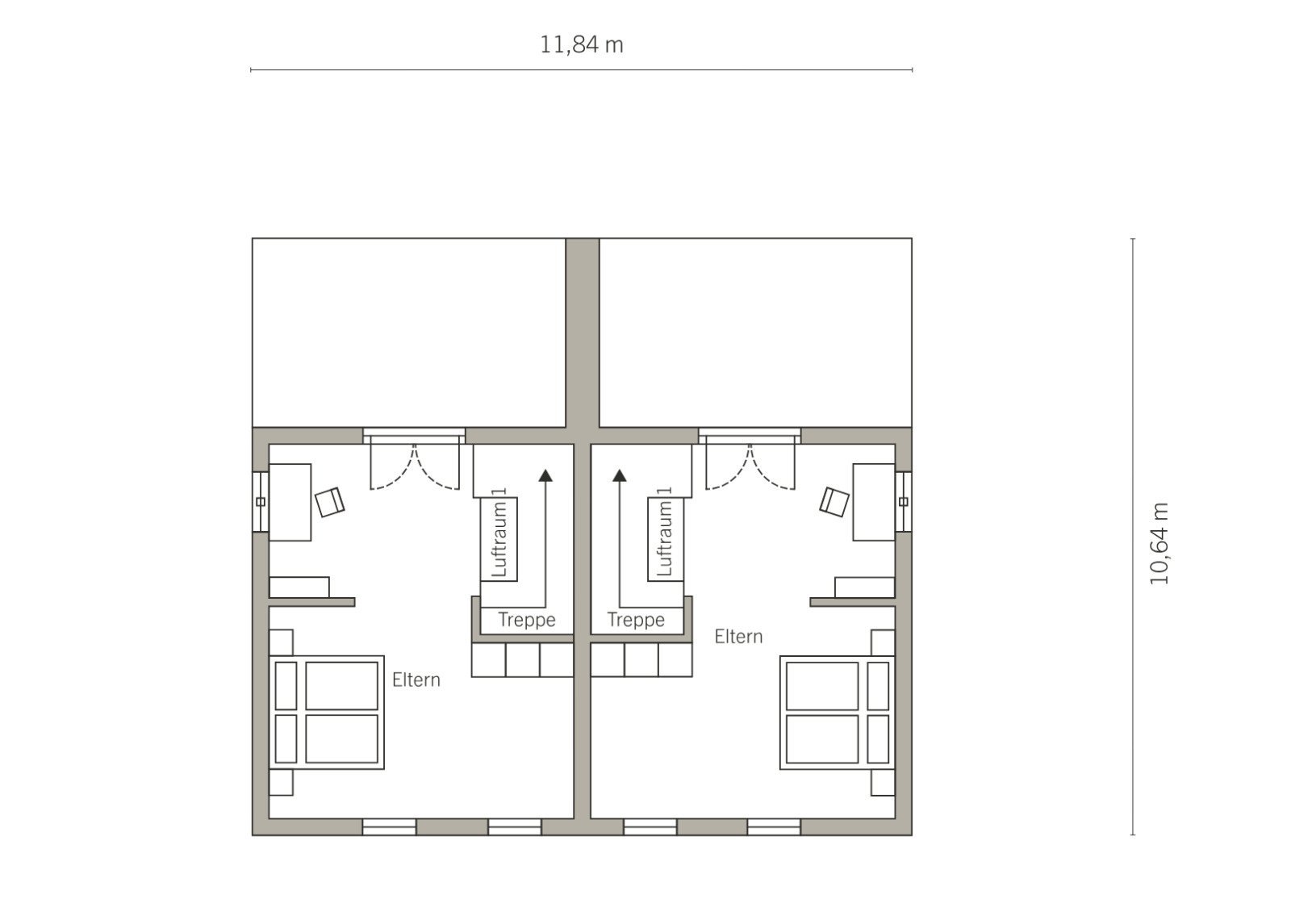 GEHOBENES DOPPELHAUS AUF 2,5 ETAGEN