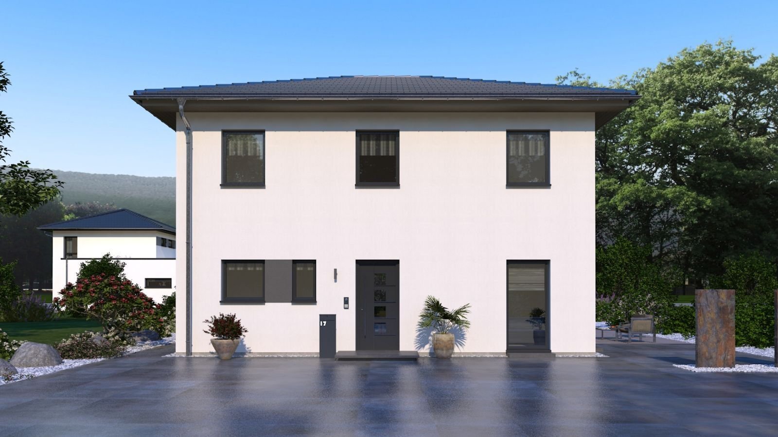 EXKLUSIVE STADTVILLA - MALERVORBEREITET - MODERNES WOHNHAUS MIT ELEGANTEM WALMDACH