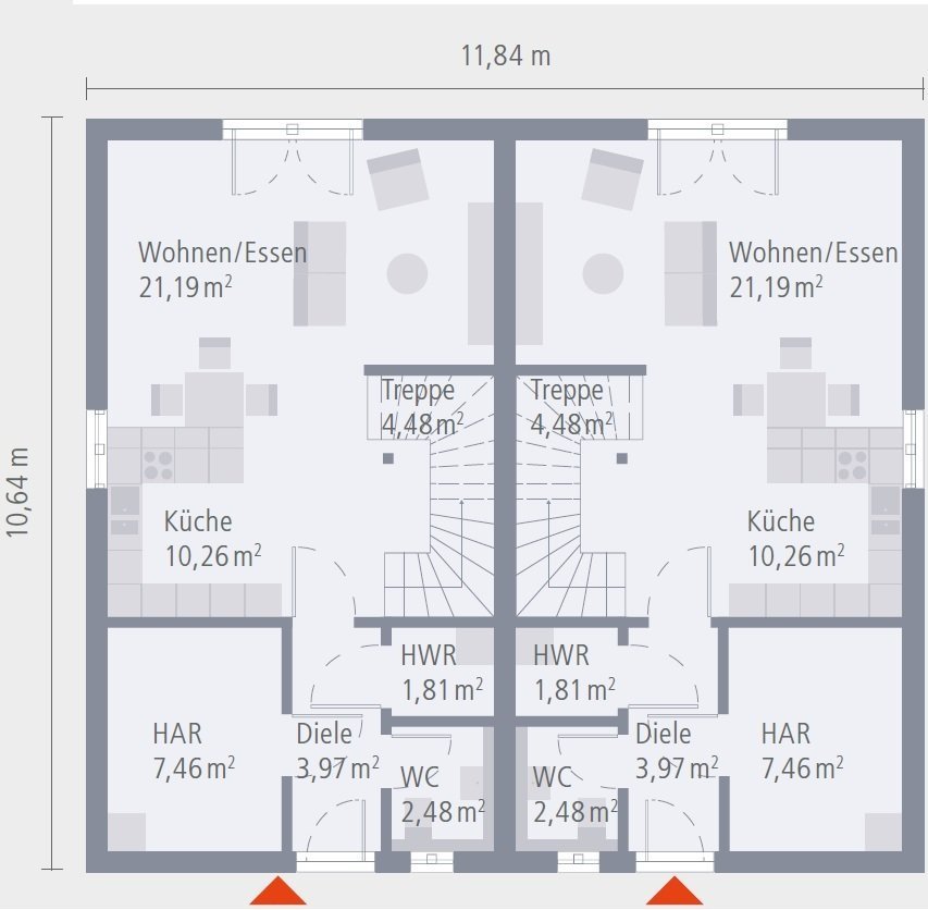 Zwei Wohneinheiten – mit vielen architektonischen Besonderheiten. Der Hingucker!