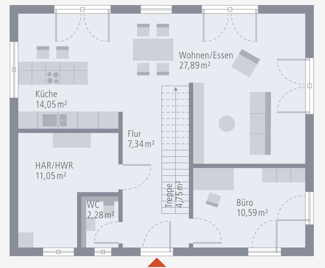 modernes "Bauhaus" Konzept - schmale Grundstücke