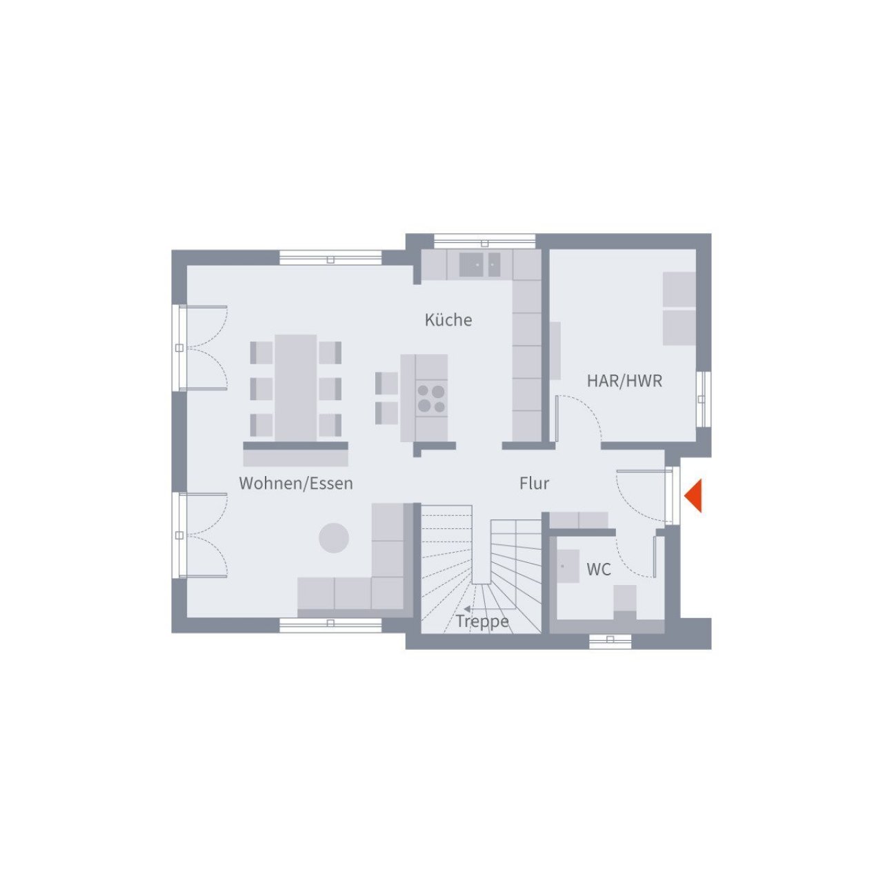 Ansicht Eingang Walmdach