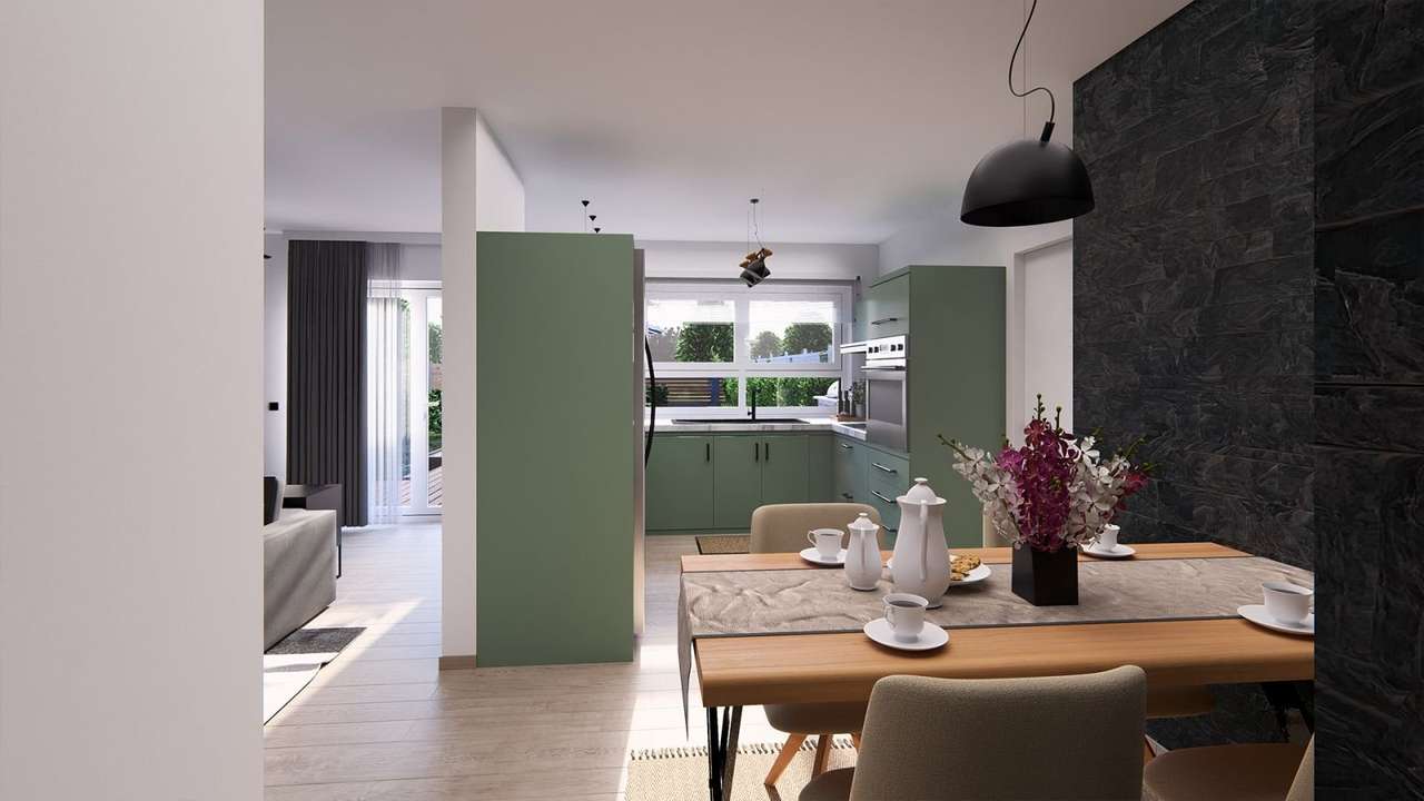 Ansicht Küche/Esszimmer Wohnei